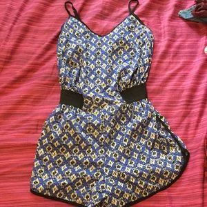 Blue black & white romper